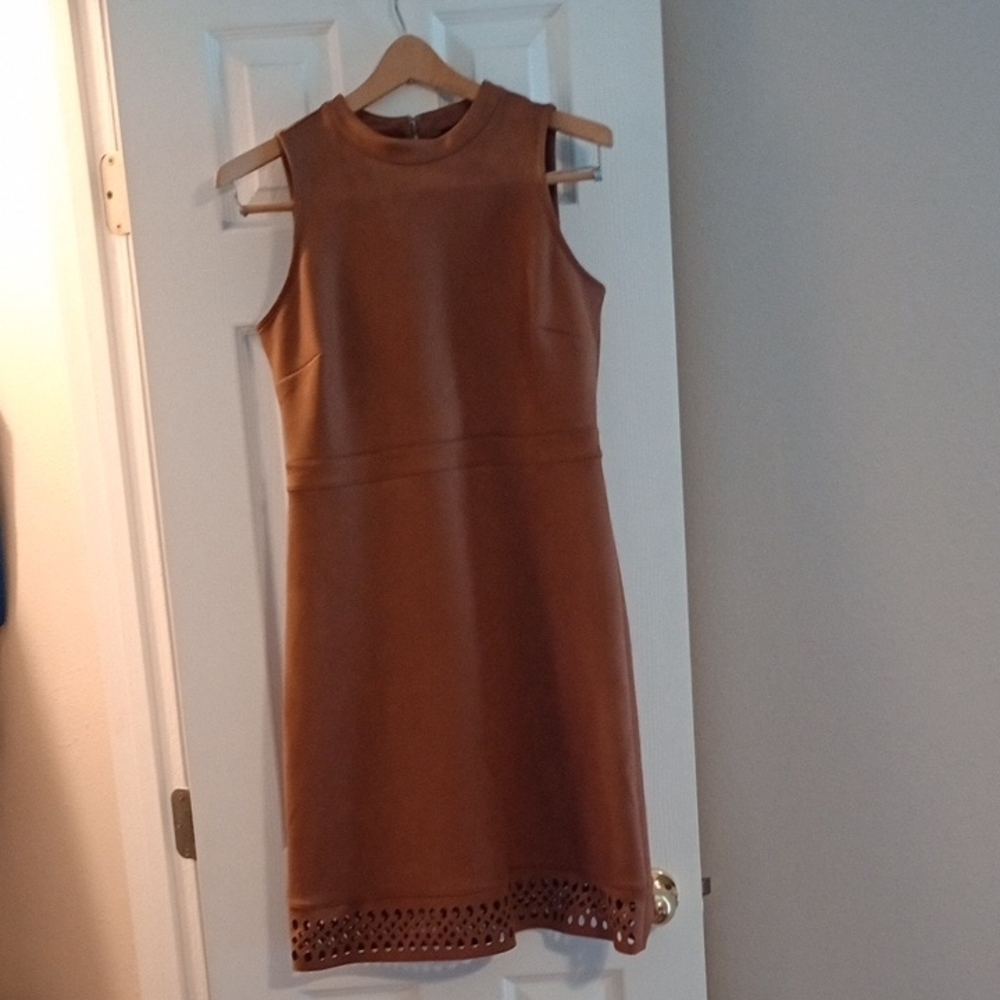 Ann Taylor Factory Brown Sheath Mini Dress Mock Neck